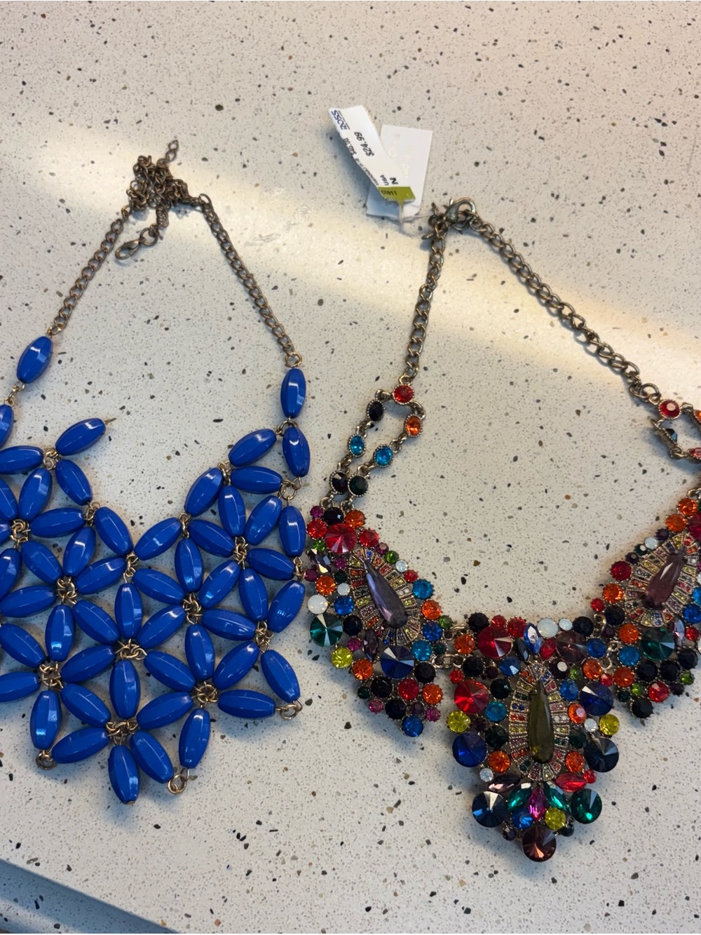 Bold Blue Floral Statement Necklace - Multi Color Women’s Jewelry
Price For Both